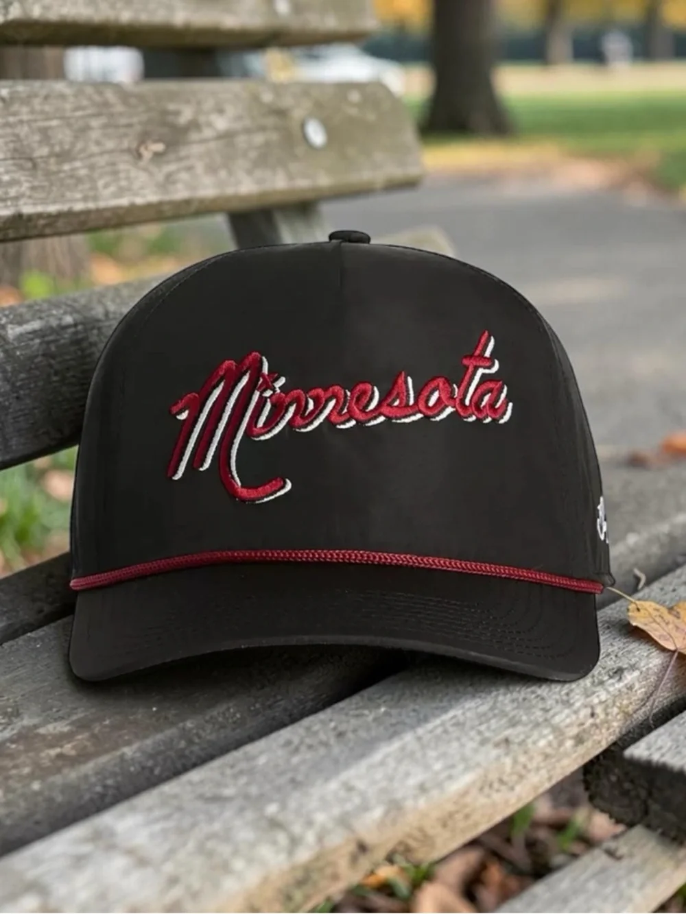 NWT Bad Birdie Minnesota Script Rope Golf Hat Black Red Snapback Adjustable